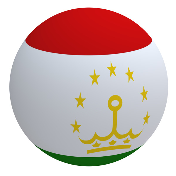 塔吉克斯坦国旗上的球孤立在白色