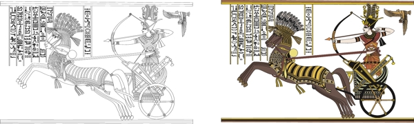 手绘的战士的古埃及矢量素材