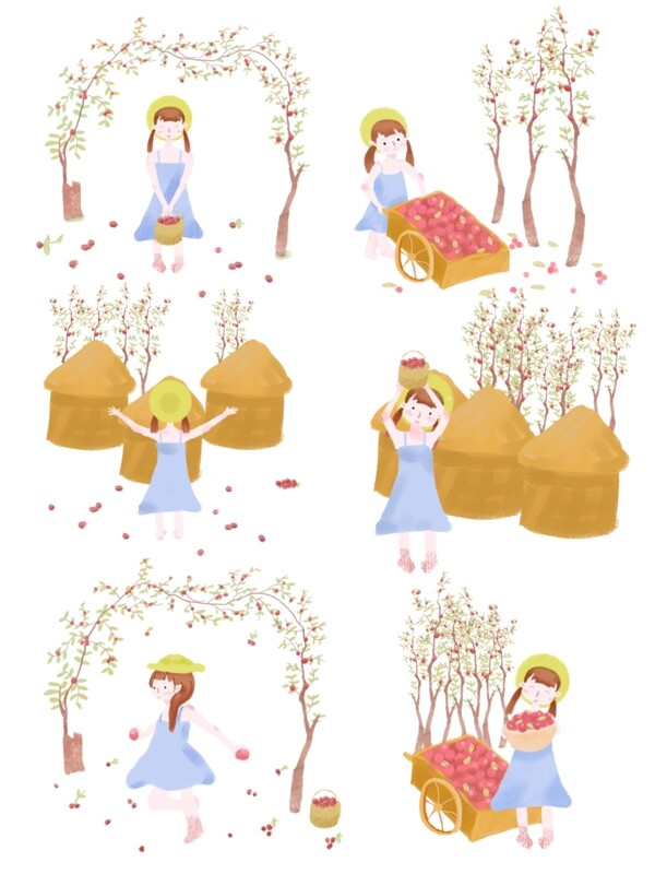 24節(jié)氣之立秋女孩可商用元素