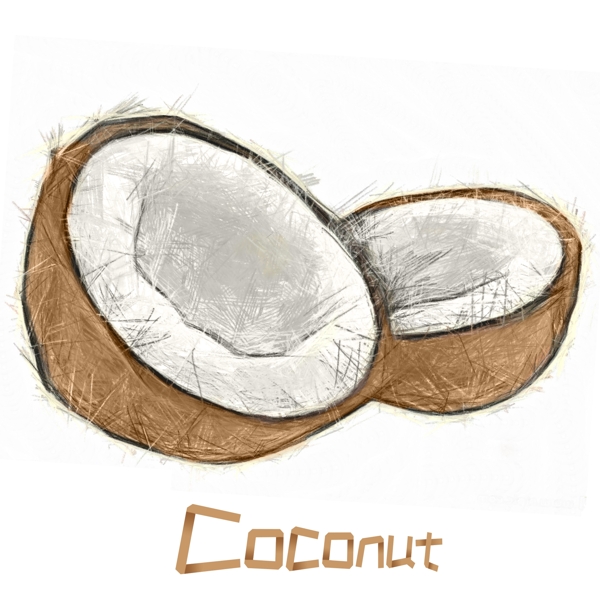 线圈印象手绘椰子原创商用元素