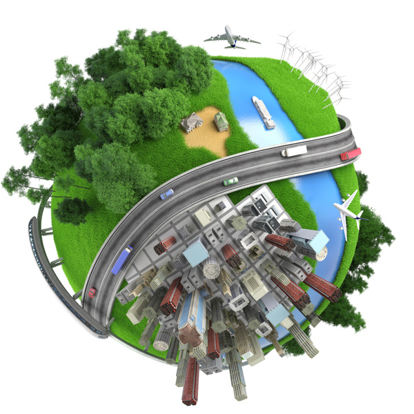 城市绿化地球模型图片
