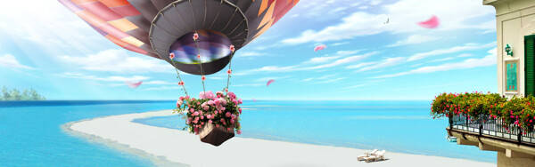 浪漫大海热气球背景