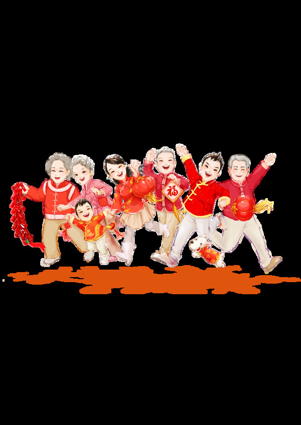 喜慶新年全家福素材
