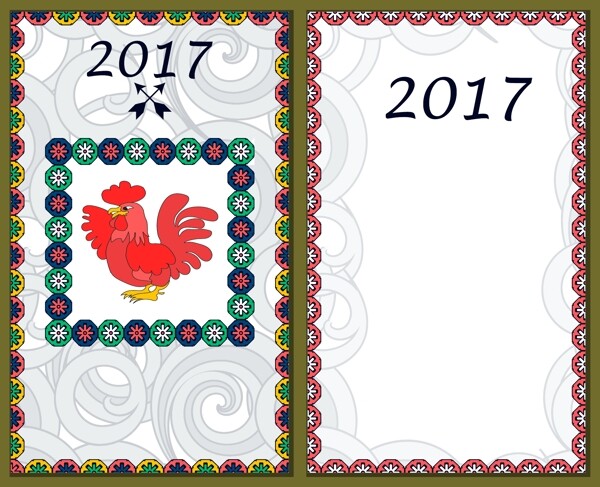 2017鸡年花纹边框设计背景