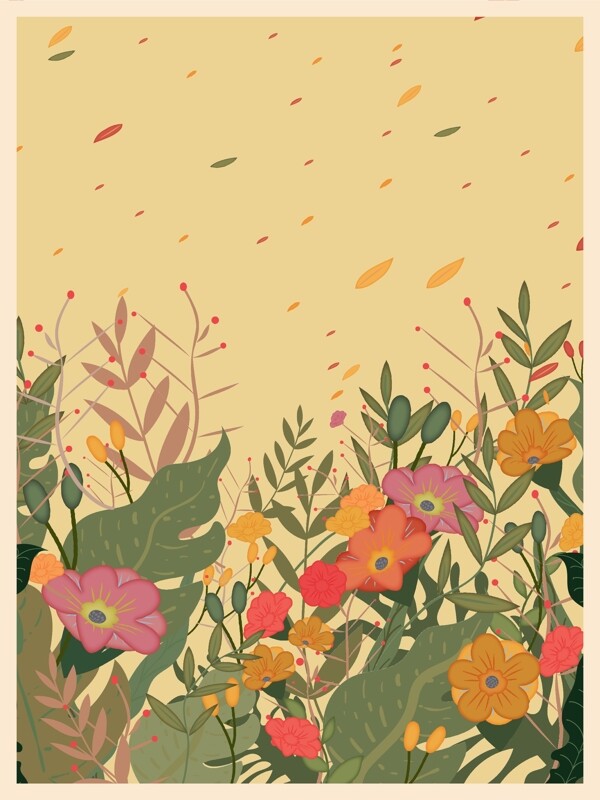 植物卡通花卉广告背景