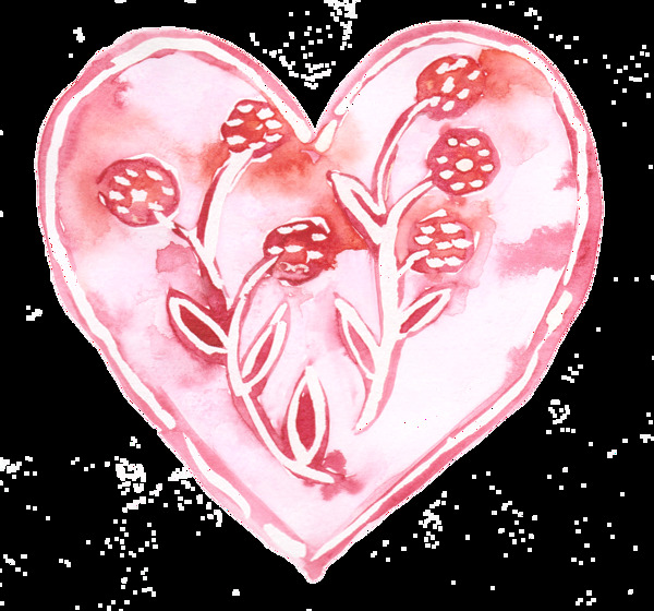 粉枝愛心透明裝飾素材
