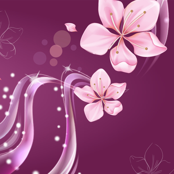 清新紫红色背景花朵装饰画