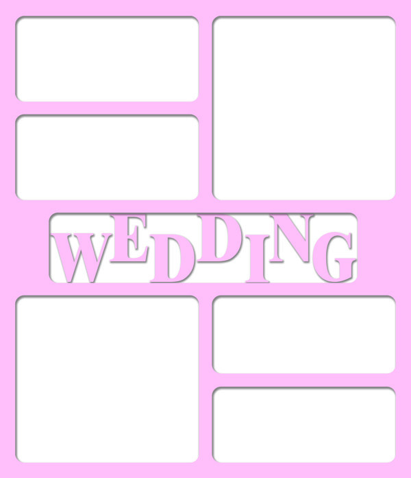 粉色婚礼照片排版框架