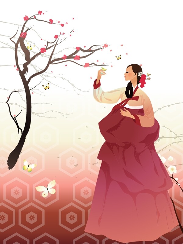 印花矢量圖時(shí)尚休閑女裝抽象免費(fèi)素材