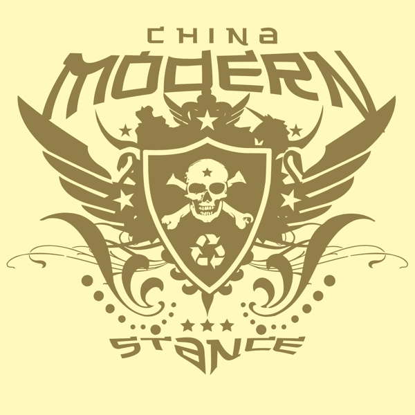 印花矢量圖T恤圖案徽章標記骷髏花紋免費素材