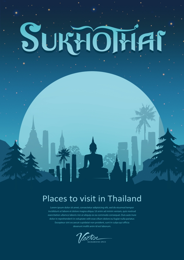 泰国建筑风景名胜的海报