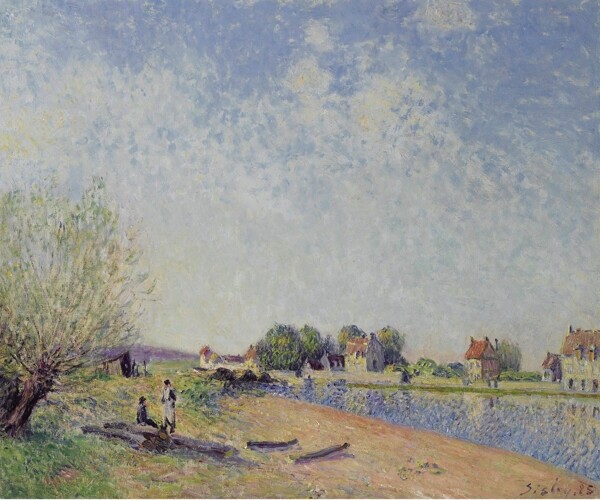AlfredSisleyTheChannelofLoingatSaintMammes1885法国画家阿尔弗莱德西斯莱alfredsisley印象派自然风景天空油画装饰画