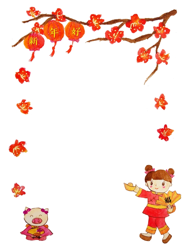 春节中国风传统喜庆新年简约边框
