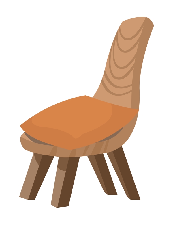 手绘实木靠背椅插画