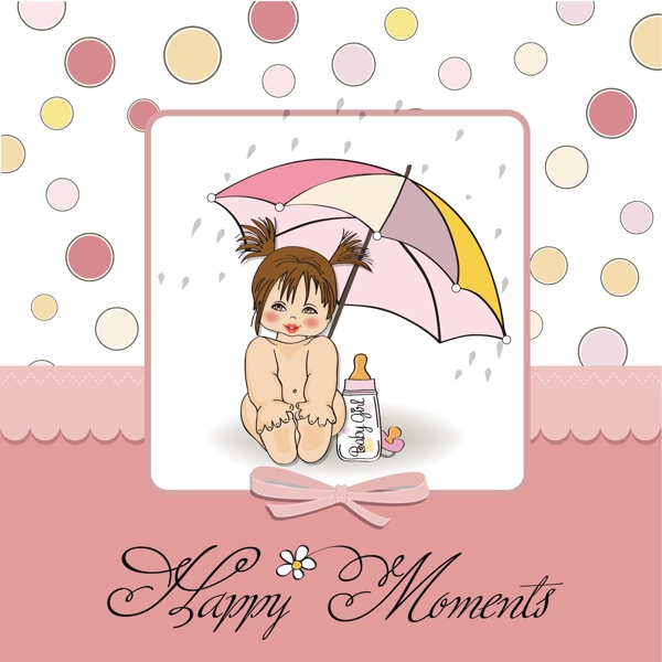 女孩雨傘卡片
