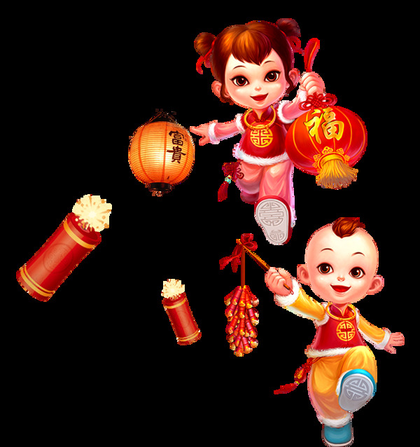 免摳圖小孩燈籠元素
