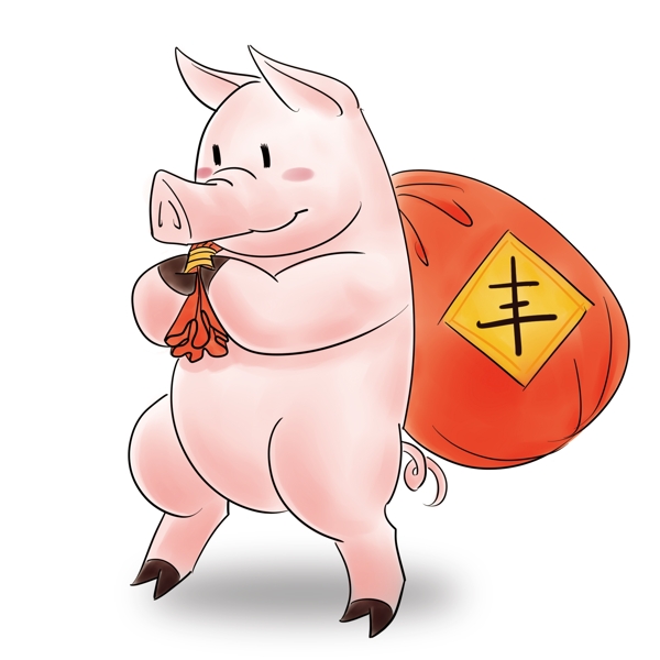 卡通豬年豐收紅包可商用