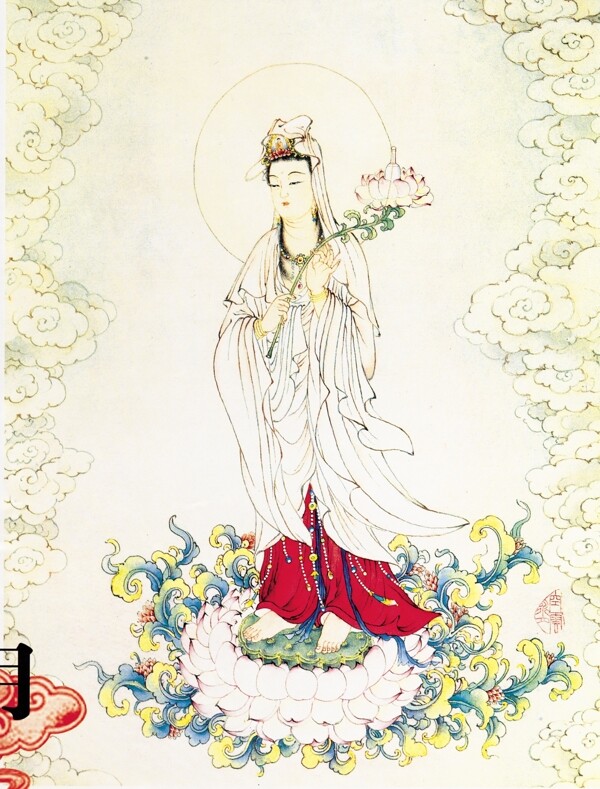 觀世音菩薩工筆畫圖片