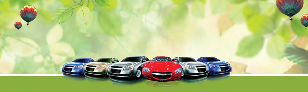 樹葉氣球汽車清新背景banner