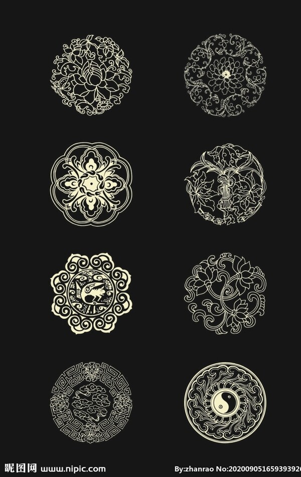 中式古式圆型图案