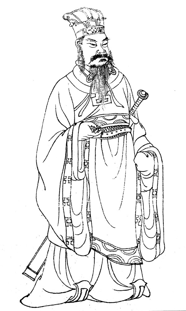 漢武帝白描圖片