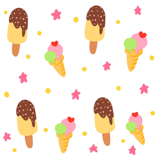 美味冰淇淋底纹插画