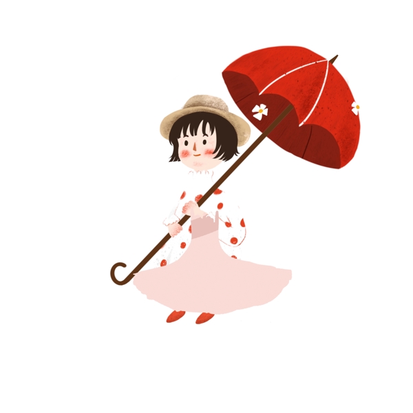 治愈系一个撑伞的女孩子