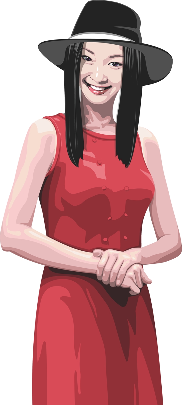 印花矢量圖人物女人色彩紅色免費(fèi)素材