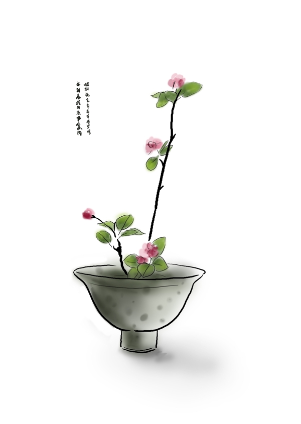 中国水墨手绘花卉