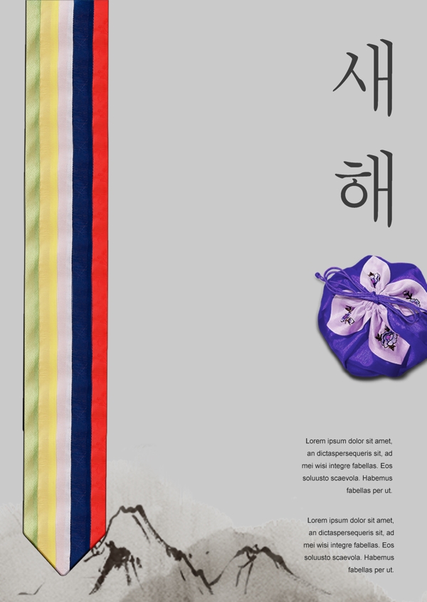 时尚简单的白色背景韩国新年海报