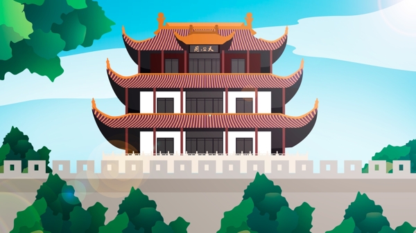 中国风历史建筑天心阁