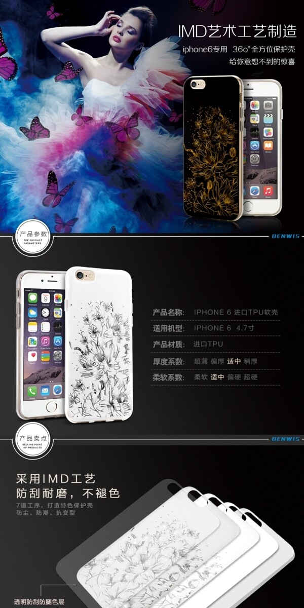 iPhone6手機殼軟套蝴蝶寶貝詳情描述
