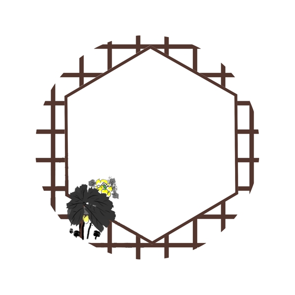 中国风古风六边形边框花卉边框