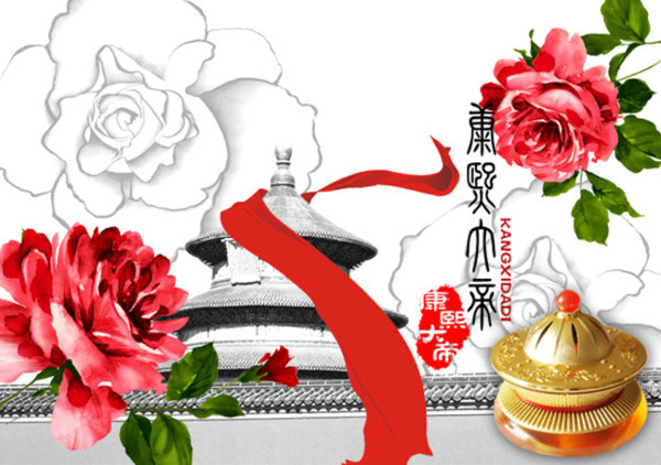 天坛红绸带花朵