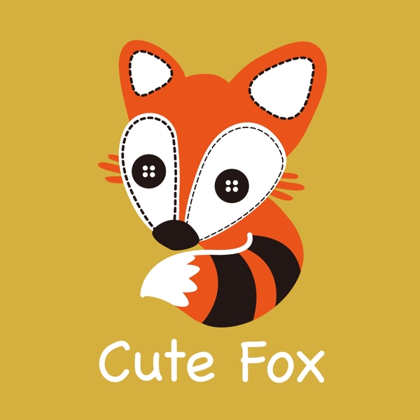 印花矢量图贴布卡通动物狐狸免费素材