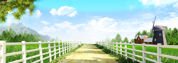 藍(lán)天綠地banner背景