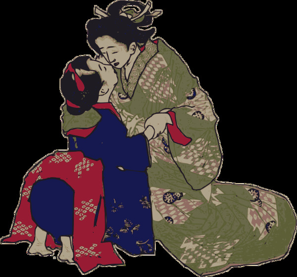 接吻的藝妓