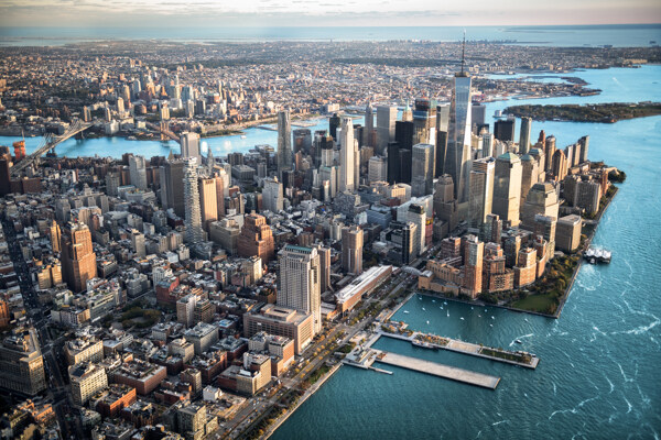 曼哈顿岛的鸟瞰图纽约设计元素