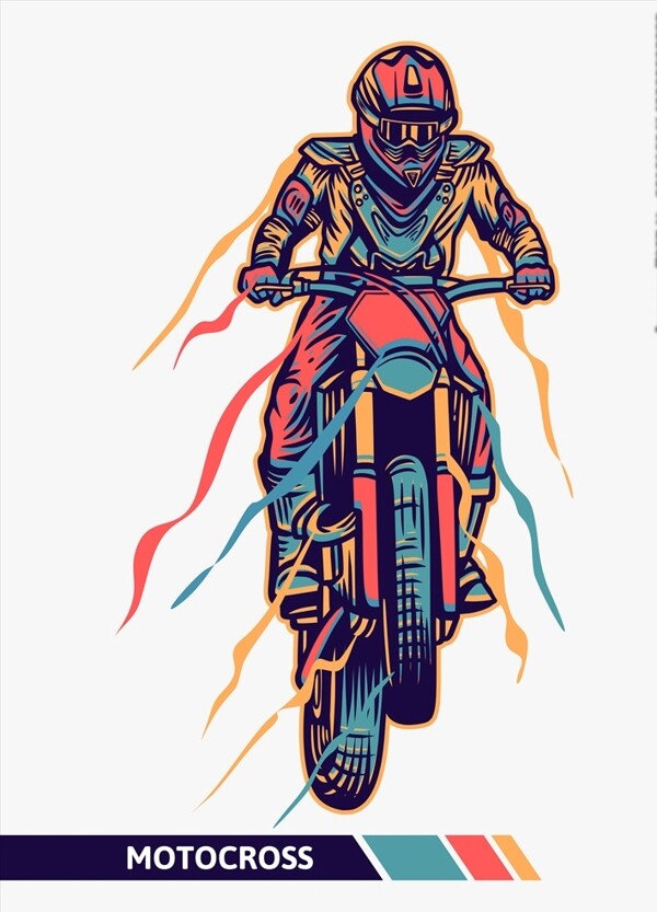 创意摩托车骑手插画插图