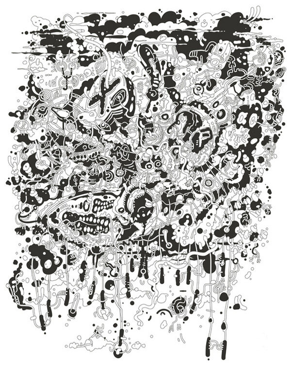 位圖色彩黑白色抽象插畫(huà)免費(fèi)素材