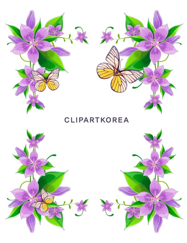 蝴蝶花卉矢量素材