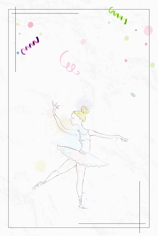 矢量手绘简约女性芭蕾舞海报背景