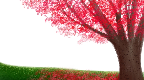 浪漫樱花树手绘边框