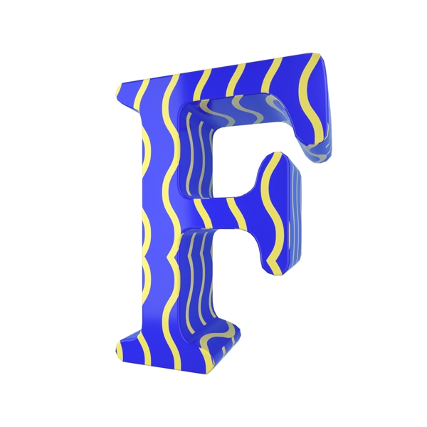C4D孟菲斯风格立体字母F装饰
