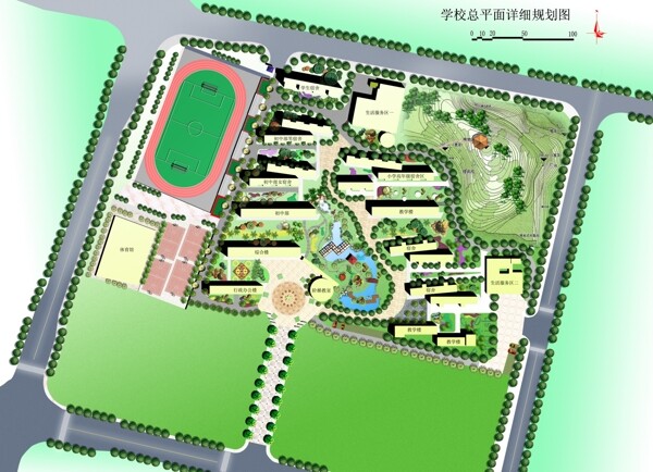 學(xué)校綠化彩色平面效果圖圖片