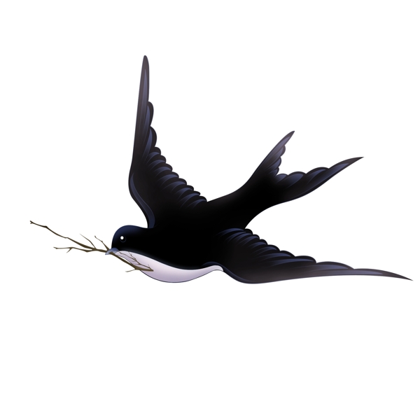手绘燕子叼树枝素材