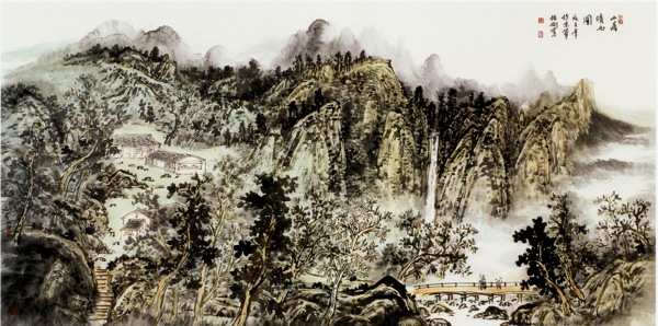 山水风景国画中堂画图片