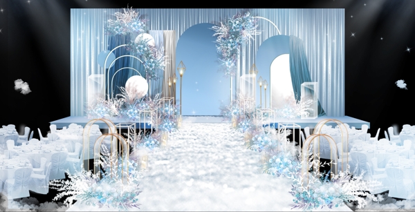 蓝色婚礼舞台效果图片
