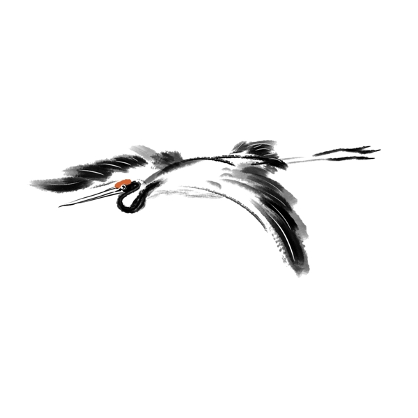 手绘飞翔的仙鹤插画
