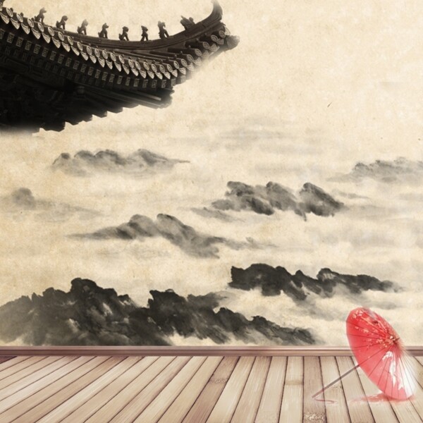水墨中國淡雅主圖背景